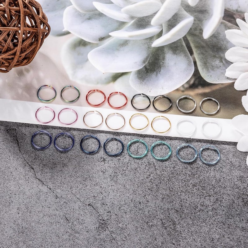 NICEIGHT 18G 20G 22G Stainless Steel Nose Rings Hoops for Women Men Cartilage Helix Earring Hoops Lip Rings Nose Piercing Jewelry - Image 3